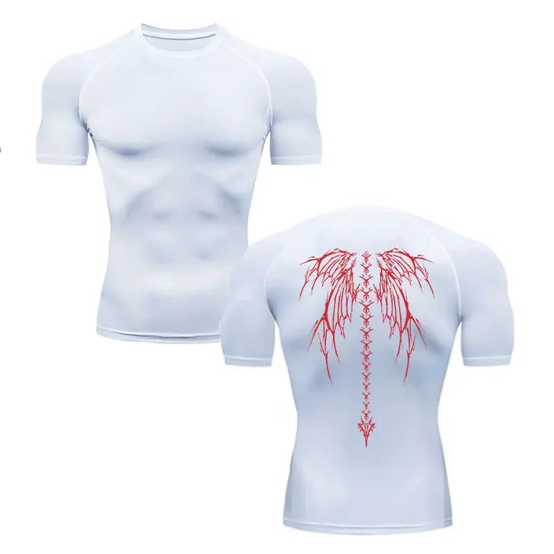 GRIND - T-shirt Compression Blanc + Rouge