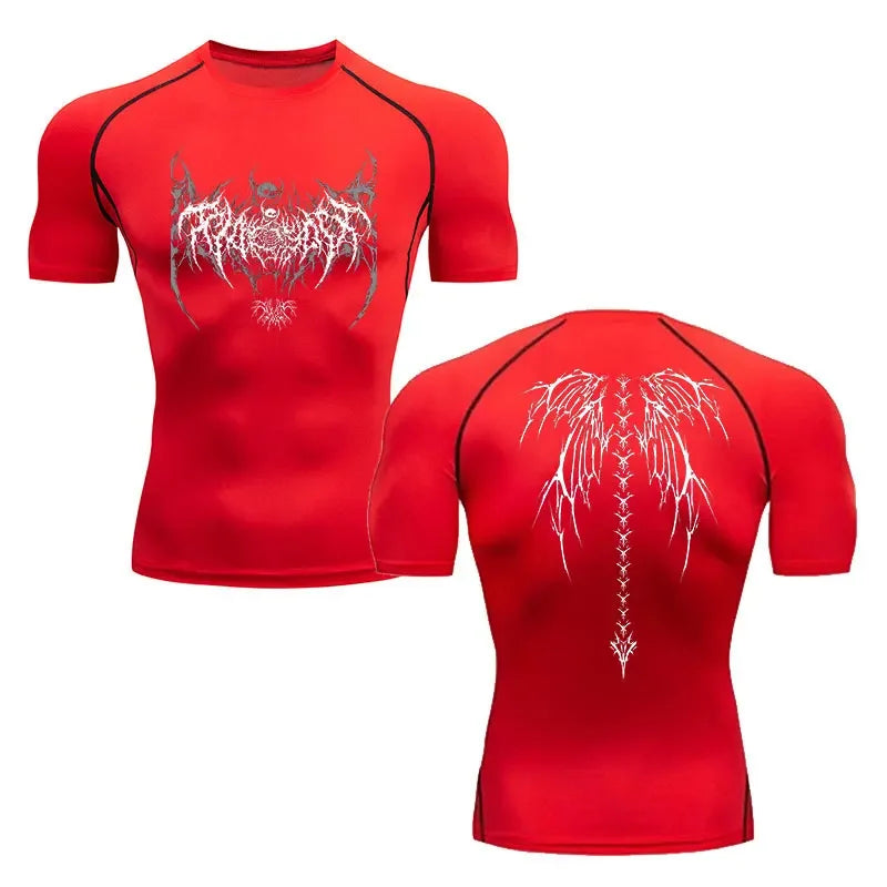 FORCE - T-shirt Compression Rouge + Blanc