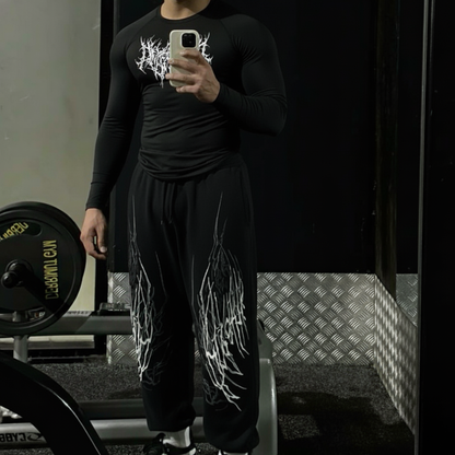 ECHO - T-shirt Compression à manches longues Noir + Blanc