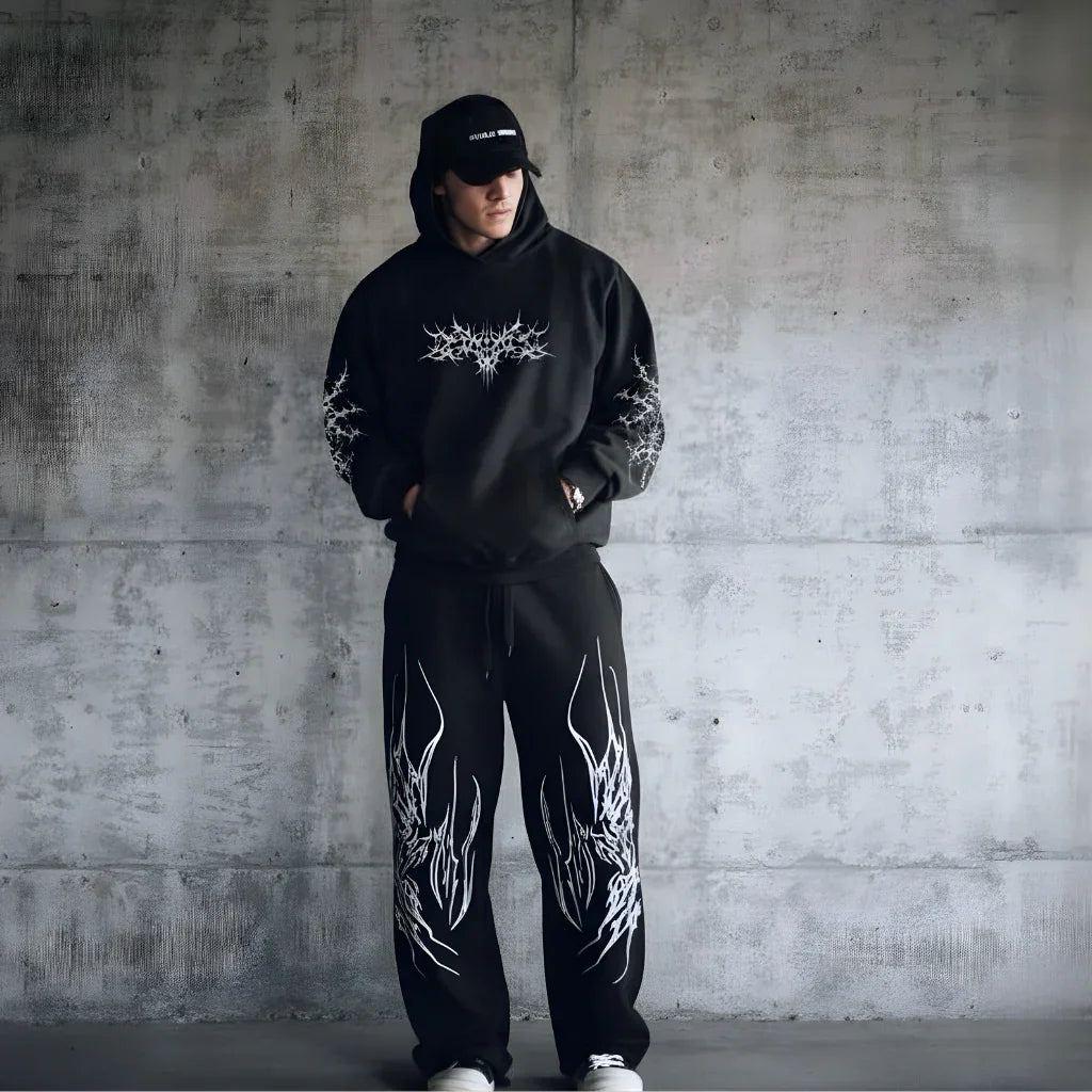 TRACE - Jogging Oversize Noir + Blanc