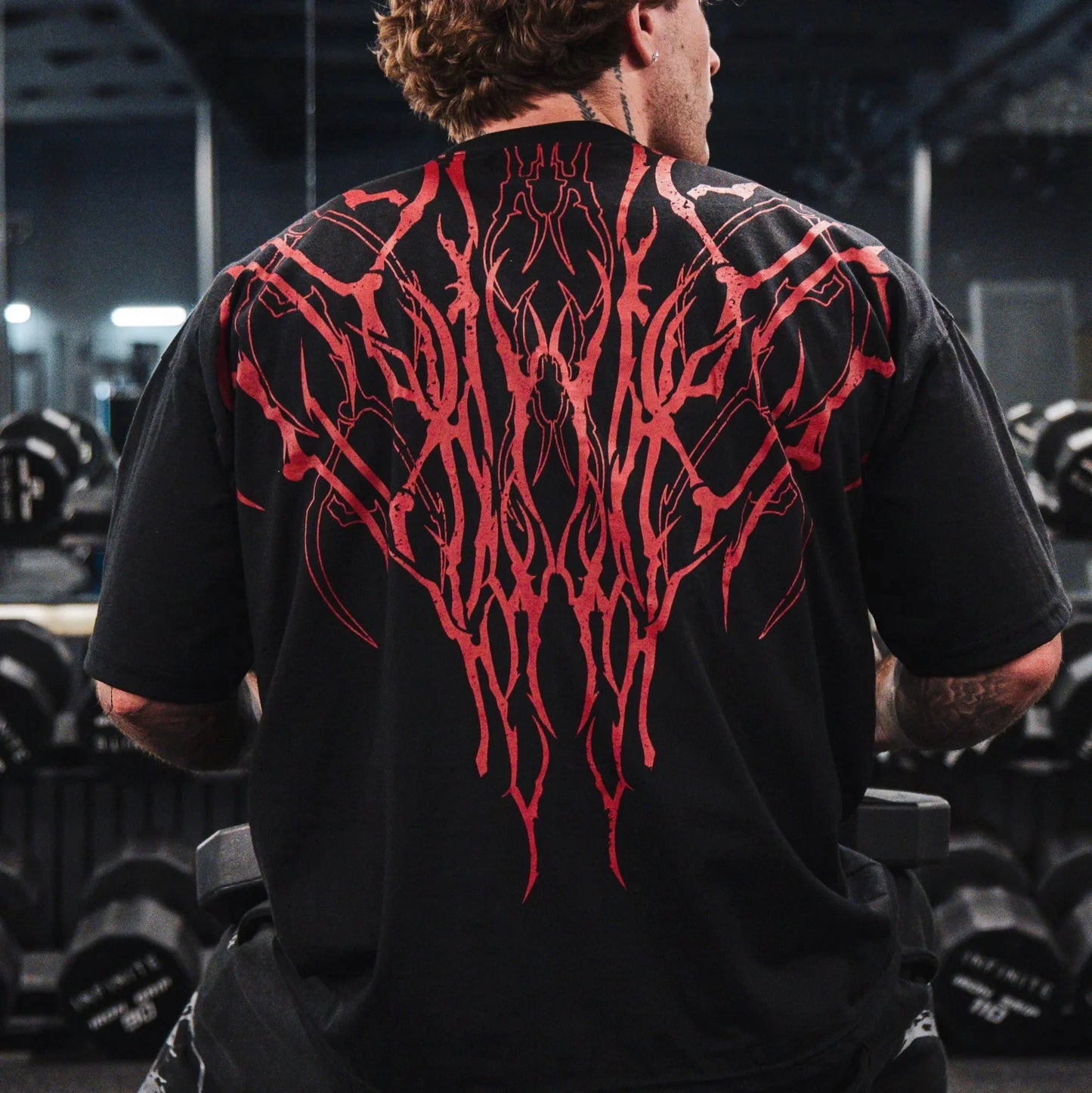 FREEZE - T-shirt Oversize Noir + Rouge