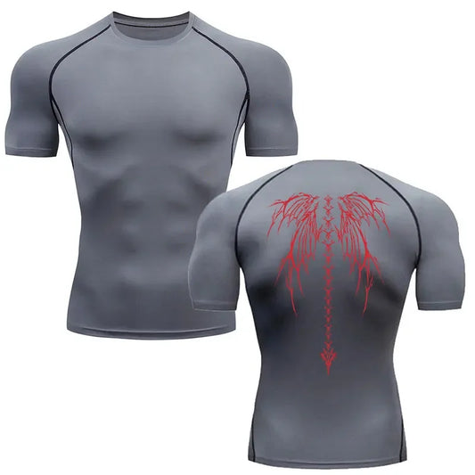ZERO - T-shirt Compression Gris + Rouge