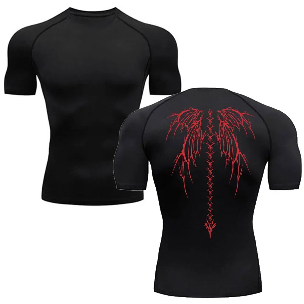 UNIT - T-shirt Compression Noir + Rouge