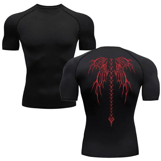 UNIT - T-shirt Compression Noir + Rouge