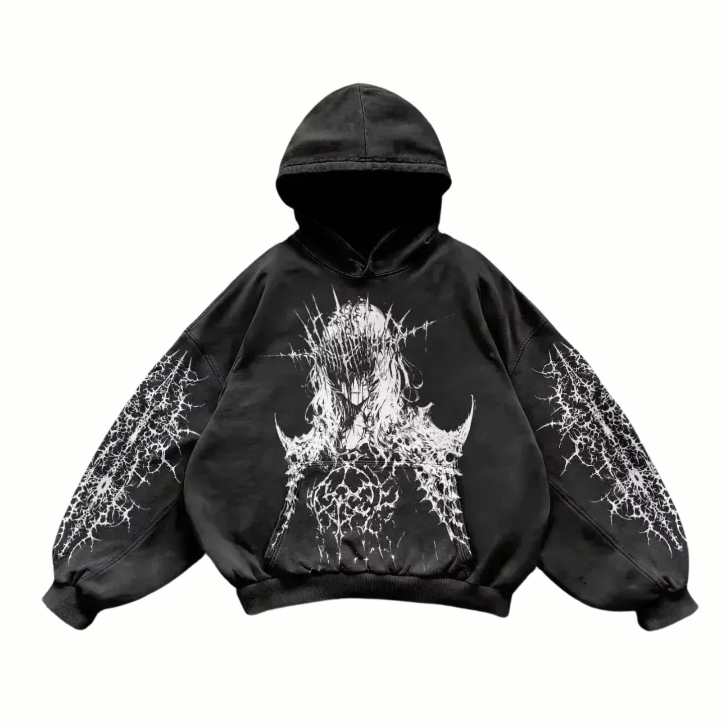 WYRM - Sweat à capuche Noir + Blanc
