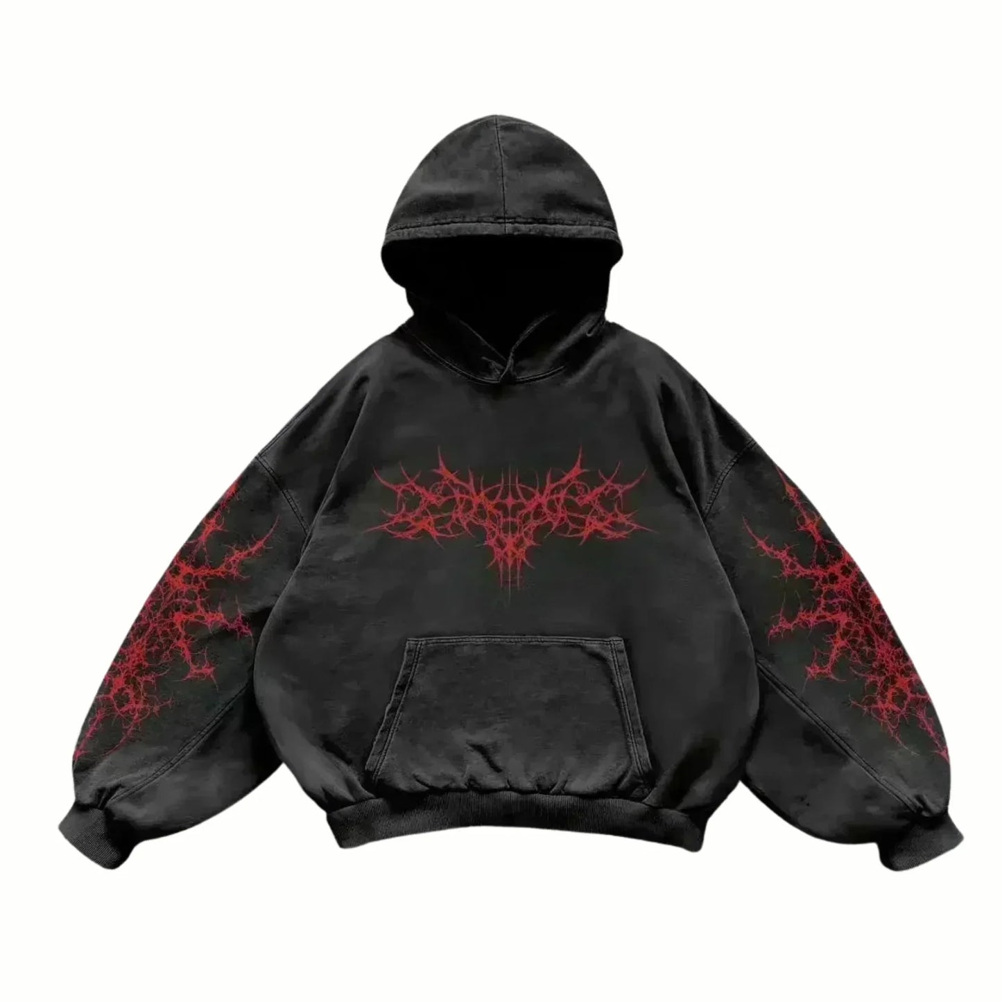 RUNE - Sweat à capuche Noir + Rouge