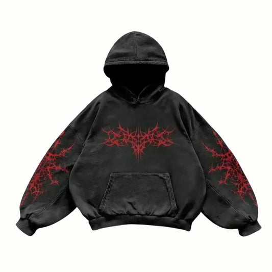 RUNE - Sweat à capuche Noir + Rouge