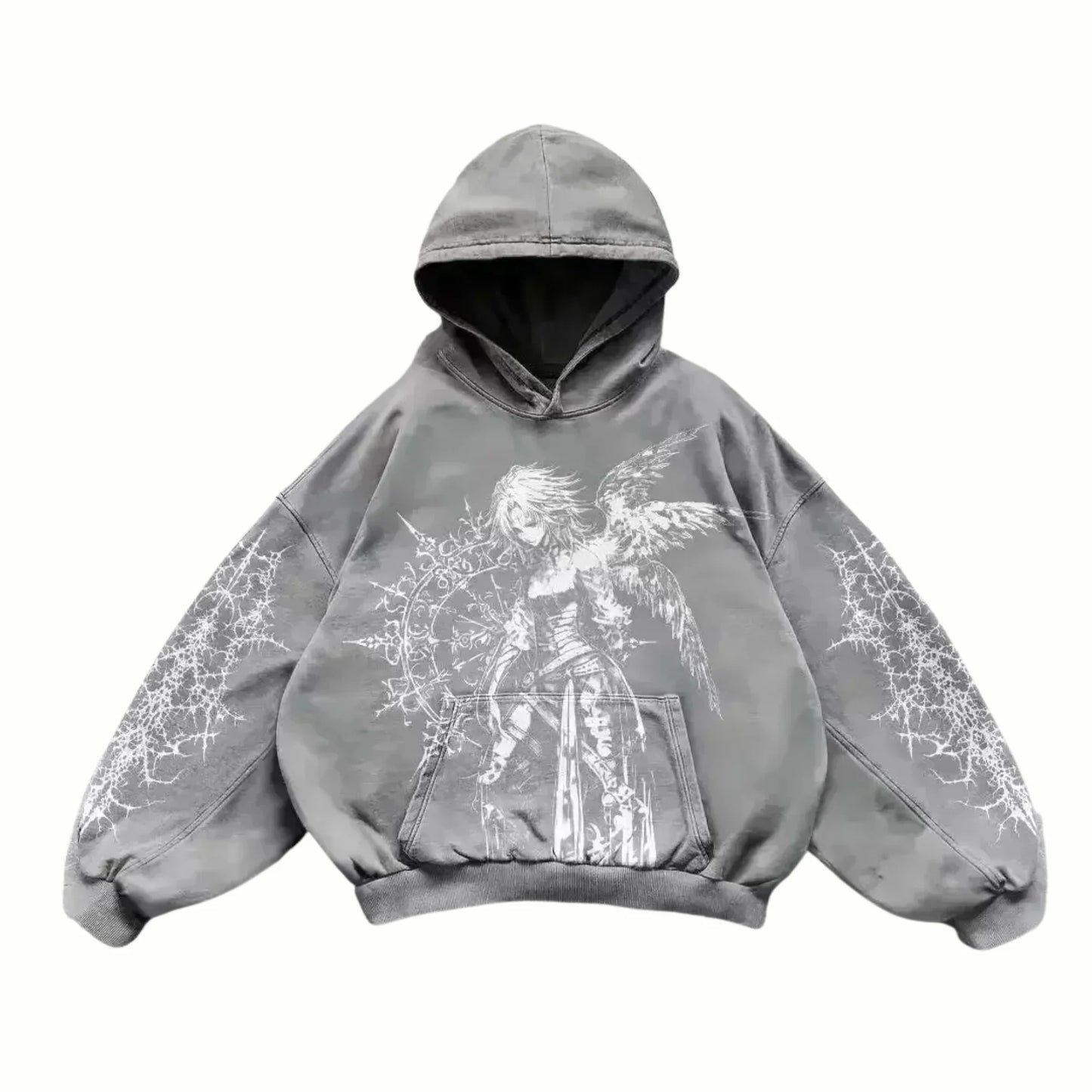 VOK - Sweat à capuche Gris + Blanc