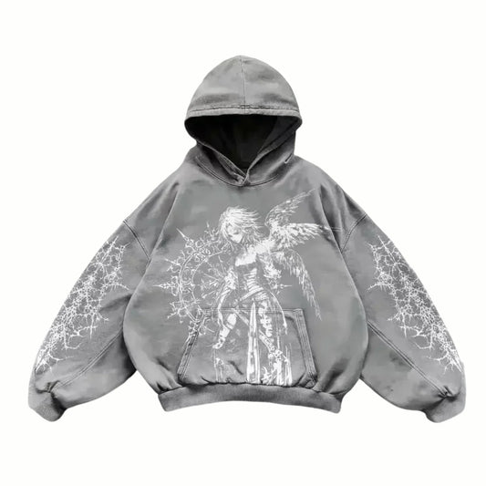 VOK - Sweat à capuche Gris + Blanc