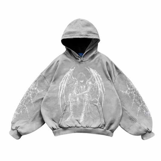 KRAG - Sweat à capuche Gris + Blanc