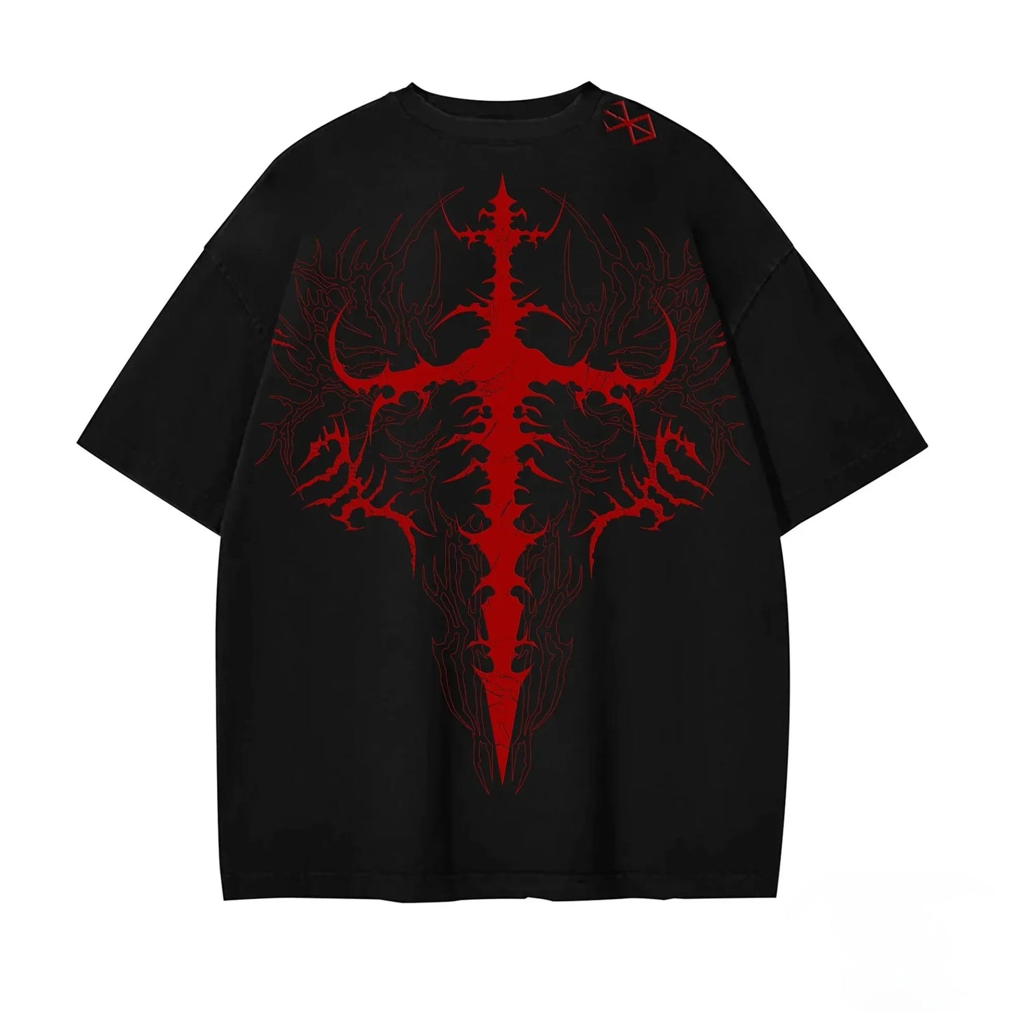 RAGE - T-shirt Oversize Noir + Rouge